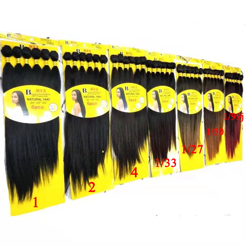 

Hot sale Afro ACCA 6Pcs 20" 22" 24" Yaki Straight Synthetic Hair Extension for Black Women
