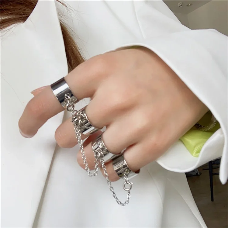 

Hip Pop Multi-layer Adjustable Rings for Women Rotate Four Fingers Open Ring Jewelry, Picture
