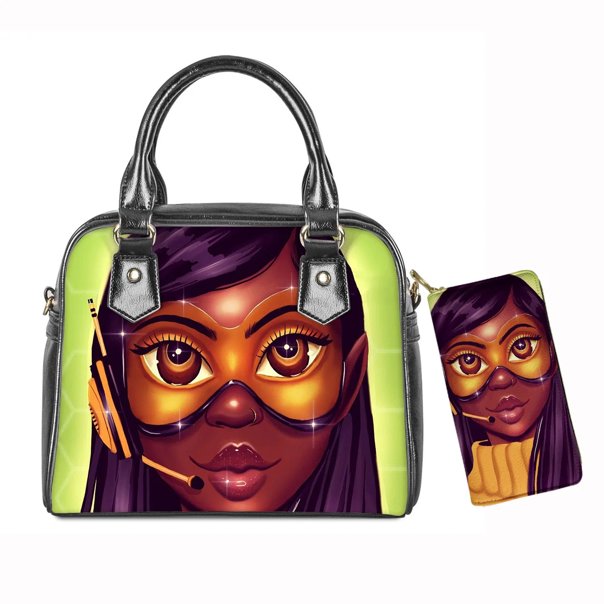 

Good Quality Handbags For Women Luxury 2021 Black Art African Girls Printed Cute Purses Women Luxury Handbags For Women Bags