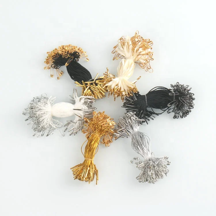 
Custom Cheap Price Various Colors Garment Accessories Hangtag Metal Safety Pin With DIY Seal Tag Cord String 