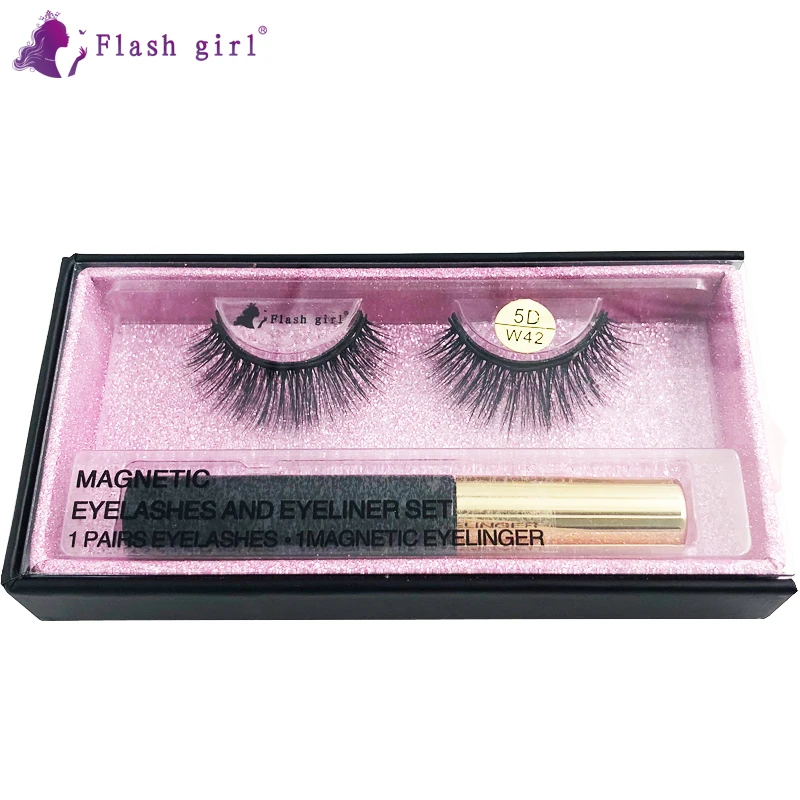 

Wholesale waterproof 5D-W42 Flash girl 5Dmink Magnetic Eyelashes smooth Liquid Eyeliner
