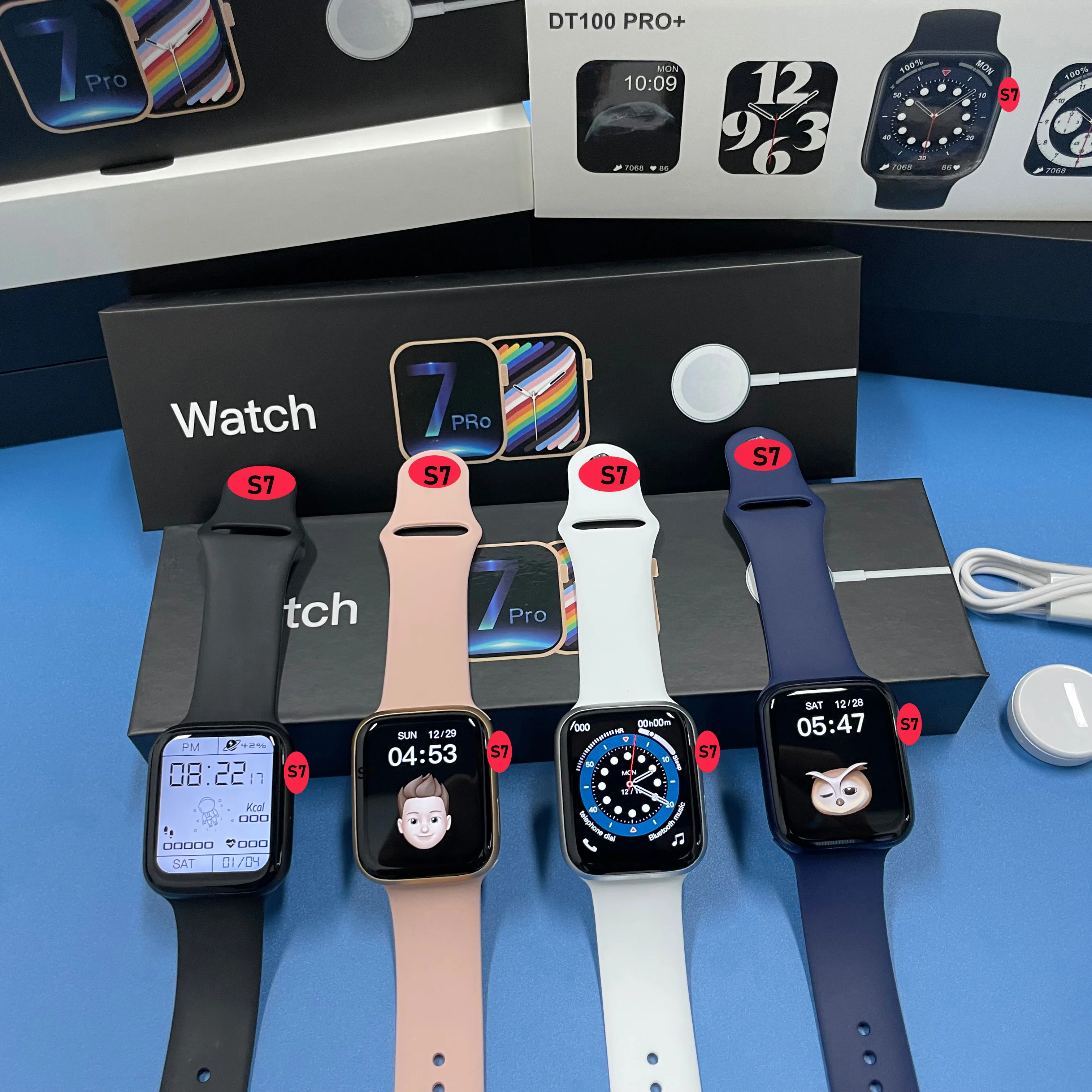 

2021 Hot Selling Blood Pressure Heart Rate Monitor Smartwatch Online Android i Watch Series 6 7 W27 Pro Smart Watches, Black white pink blue