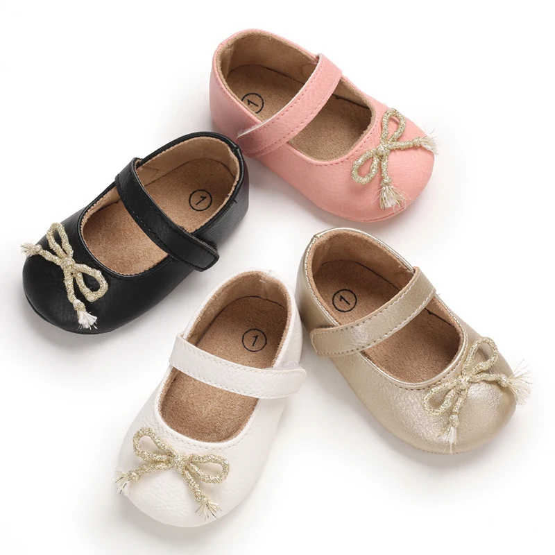 

Quick shipping PU leather bowknot princess infant tenis bebe girl baby dress shoes, Black,white,pink,gold