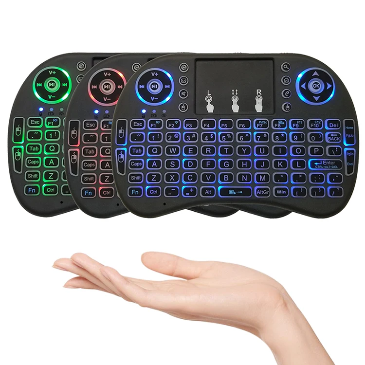 

i8 custom backlit hot swap 2.4GHz wireless mini usb one hand multiple colour wireless keyboard and mouse set