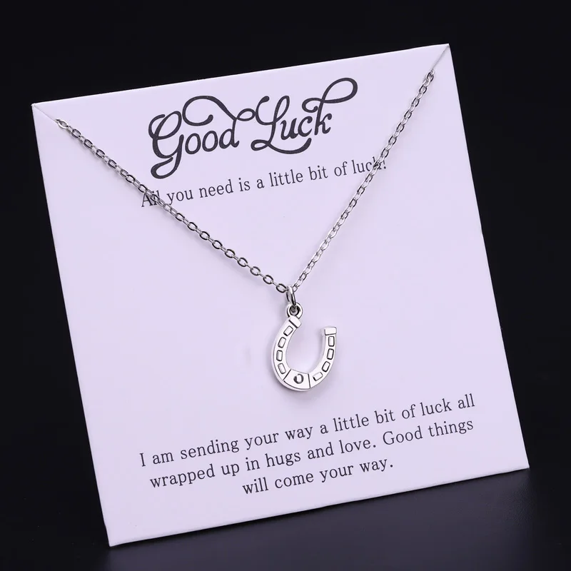 

Gift for Her His Friendship Birthday Gift Statement Jewelry Lucky Horse Shoe Elephant Four Leaf Clover Luck Wishbone Necklaces