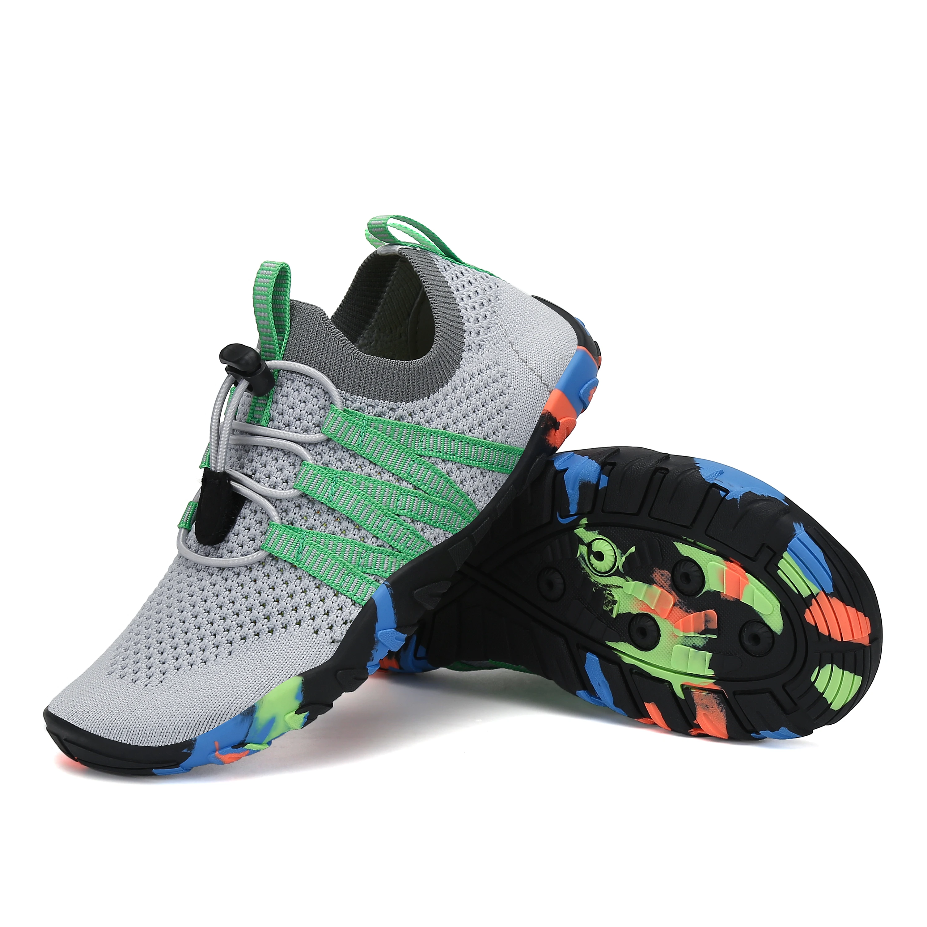 

Outdoor Beach Shoes Non-Slip Kayak Surf Swim Shoes Kids Lightweight Comfortable Water Aqua Socks Girls Boys, Grey