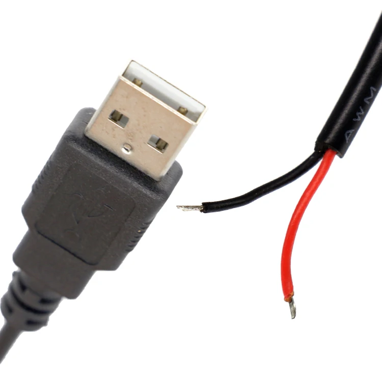 CUSTOM USB 2.0 A Male To Open Stripped Tinned Soldering Bare 2 Wire End Pigtail Power Charging Cable