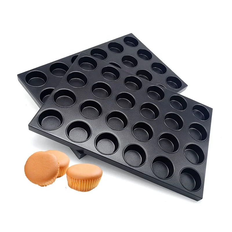 

24 Mould Cup 600*400 Non Stick Muffin Tray Cupcake Metal Baking Pan Round Shapes Mini Cake For Bakery Oven