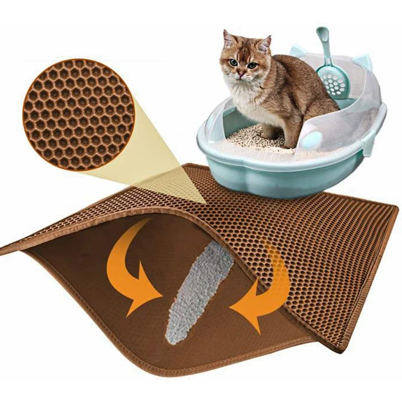 

Pet Double Layer Trapper Waterproof Bottom Layer Easy Cleaning Protect Floor Cat Bed Mat Litter Eva Foldable Cat Litter Mat, Various colors