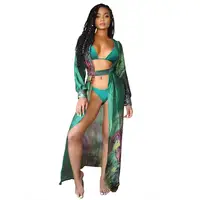 

2019 summer new lady fashion western swimsuit design digital print swimsuit beach cover up dress