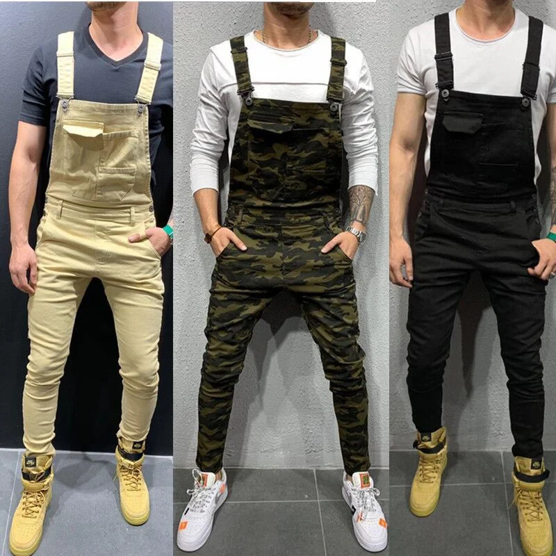 

MP004 hip hop suspender trousers for men overalls men's casual overall suspenders jumpsuit for men