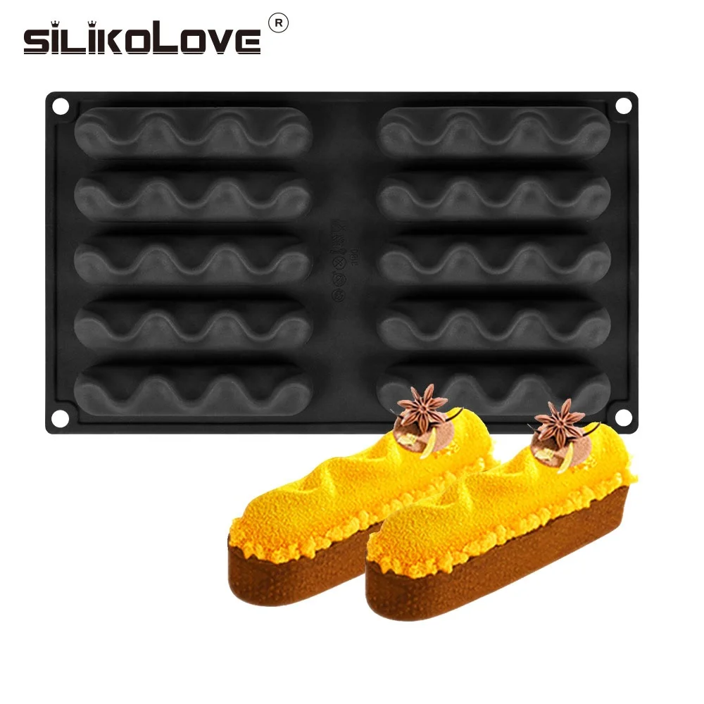

Silikolove 8 Holes Wave Oval Curved Molds Silicone Mold Cake Decorating Tools Mold For Baking Dessert Mould Mousse Chocolate Pan