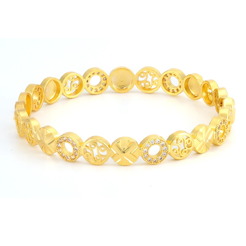 

Fashion Jewelry Gold Plated Round Women Cz Bracelet Charm For Wedding