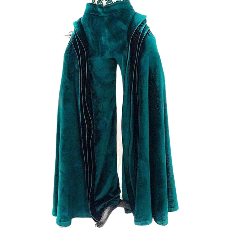 

Loose Bottoms High Waist Fall Winter Wide Leg Women Ruffle Pants, Green