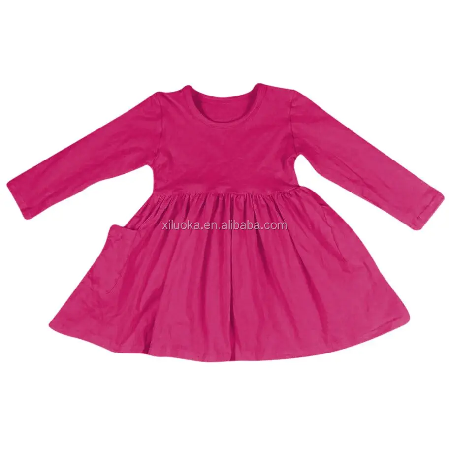 

Baby Girl Solid Color 100% Cotton Dress Pink Toddler Girl Fall Skirt, Picture