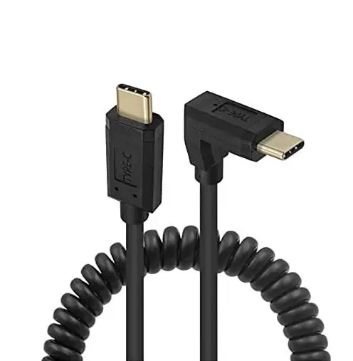 

90 Degree Angle USB-C Male to USB-C Male Coiled Spring Spiral Cable
