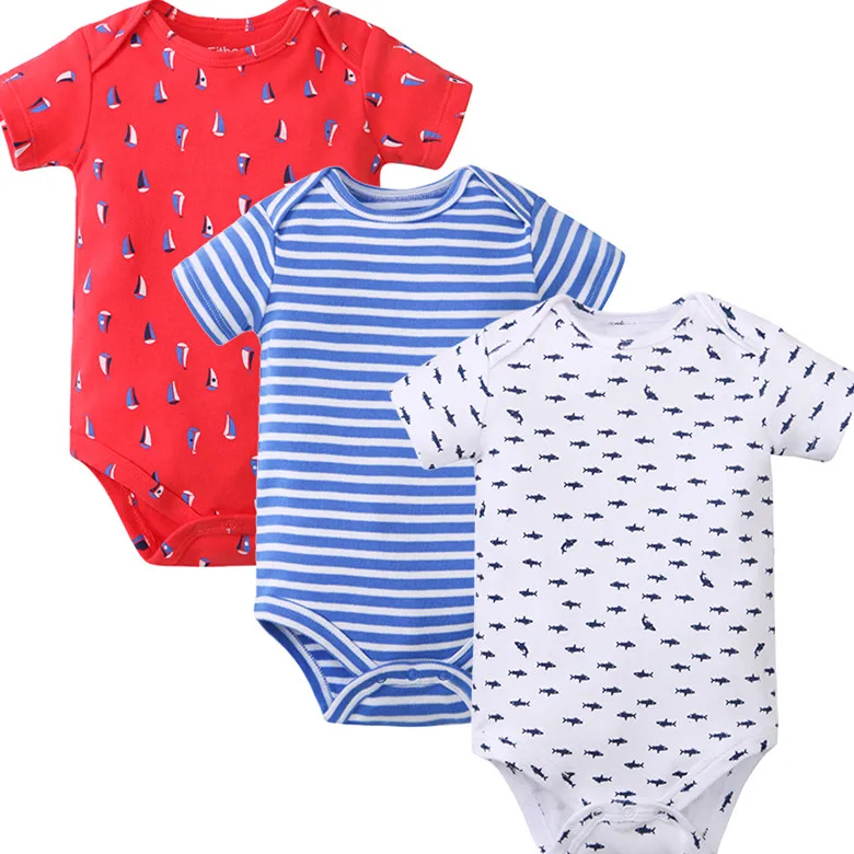 

100% Cotton Knitted Fabric Baby Bodysuit rompers Summer Short Sleeve Baby Body Suits, Picture