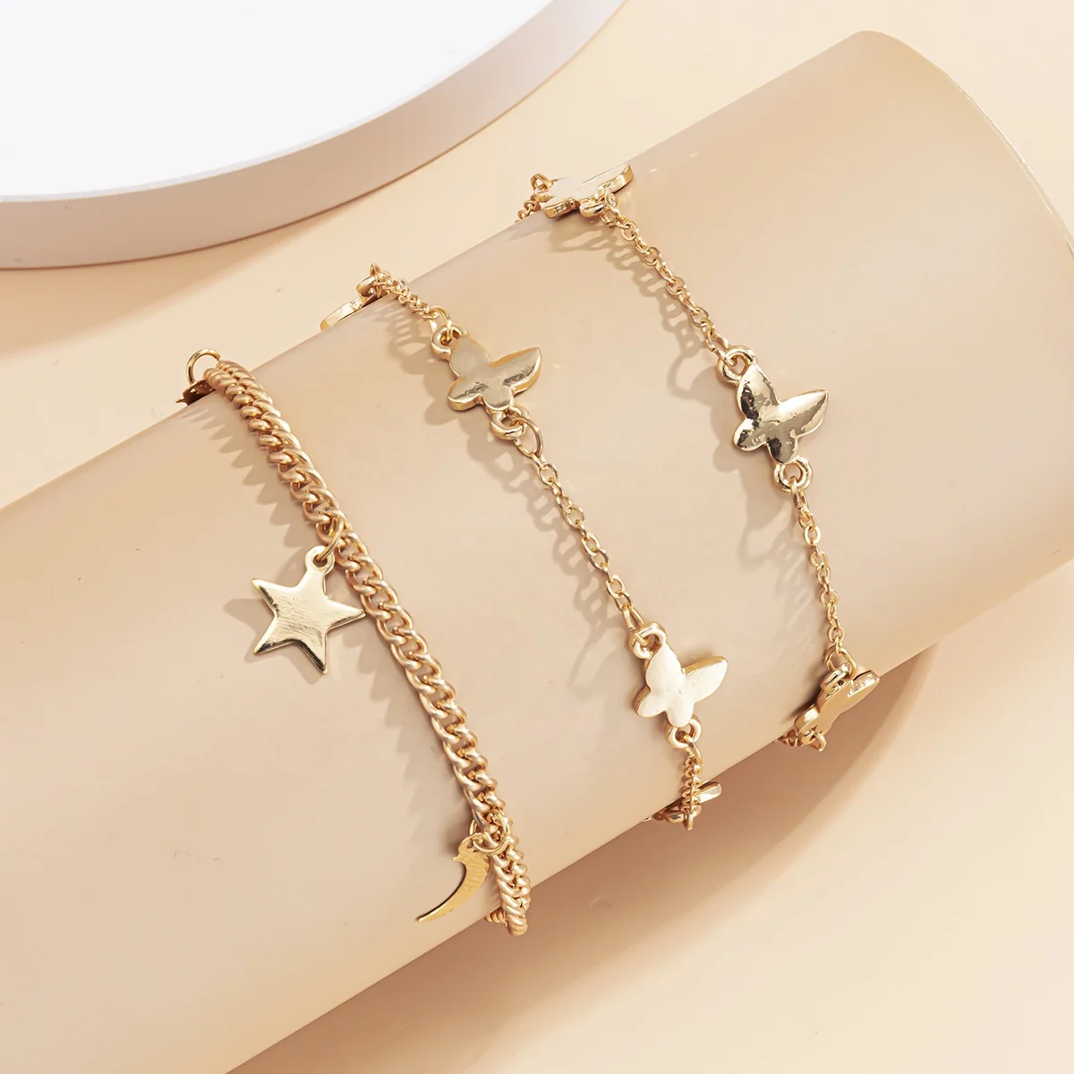 

Vintage Multilayer Chains Alloy Star Moon Butterfly Charms Bracelets for Women Punk Geometric Bracelet Fashion Jewelry Gift, Customized color