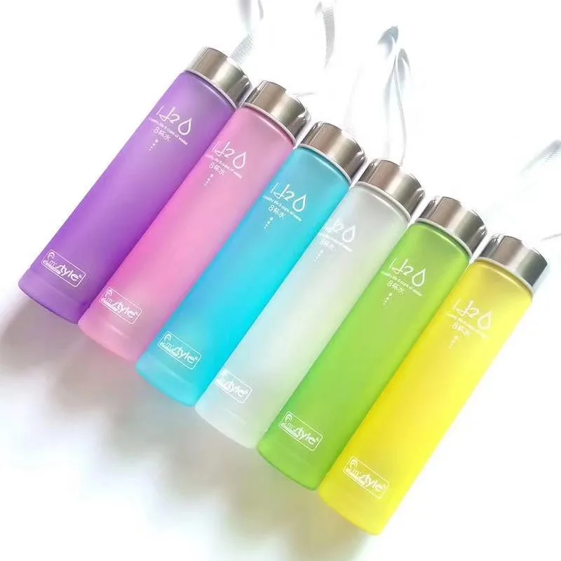 

New 300ml Glass Drinking Bottles Sports Water Bottle Glass different color, Clear