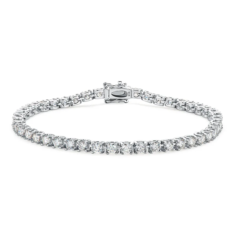 

Shanzuan Jewelry 925 Sterling Silver 3mm*46pcs Round 4.6ct Moissanite Tennis Bracelet, Multi color