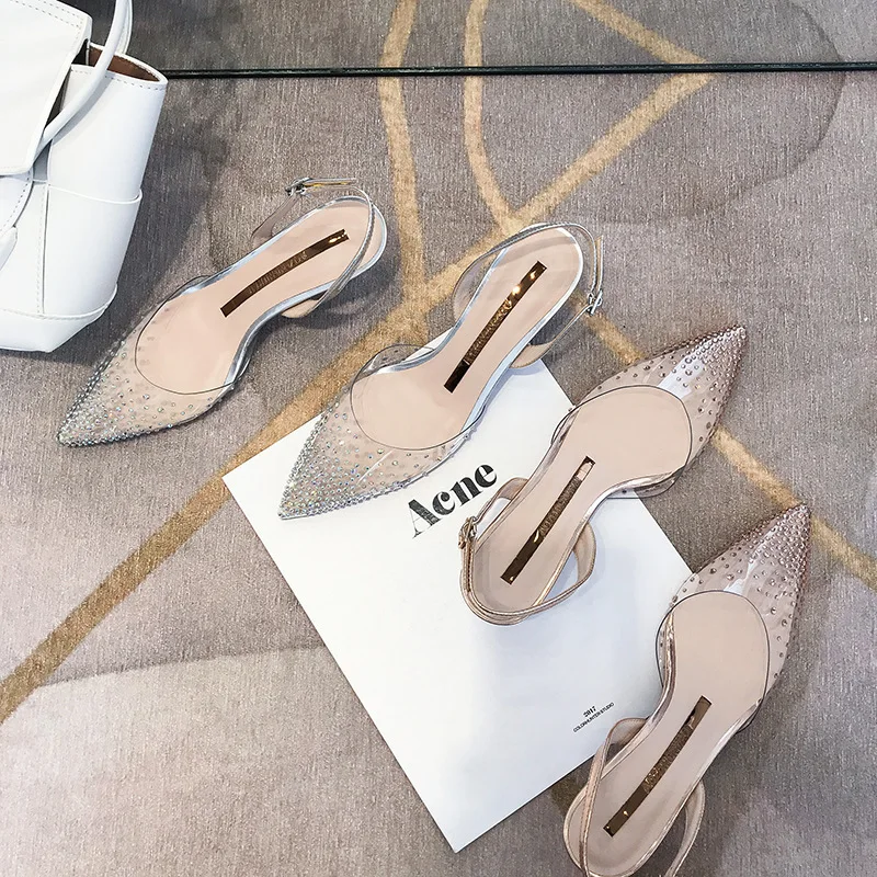 

Women Summer Casual Sexy Sequined Luxury Jelly Shoes Wrap Toe Transparent Sandals Dress Shoes For Ladies Shopping