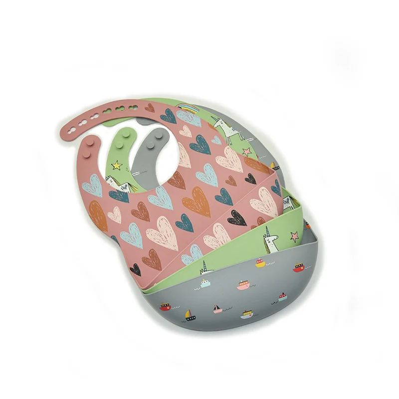 

Silicone Bib Waterproof Baby and Bib Manufacturers Wholesale Silicone Bib Cute Soft Custom Logo Style, Customized color