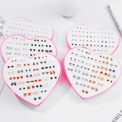 

Korean Simple Resin Flower Fruit Flower Animal Cartoon Love Earrings Female Earrings Heart Box Earrings, As picture shows