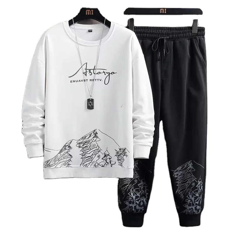 

Men's T Shirt And pant Set Autumn long Sleeve Tops And trousers Suits Breathable Casual T Shirt Running Set Fashion