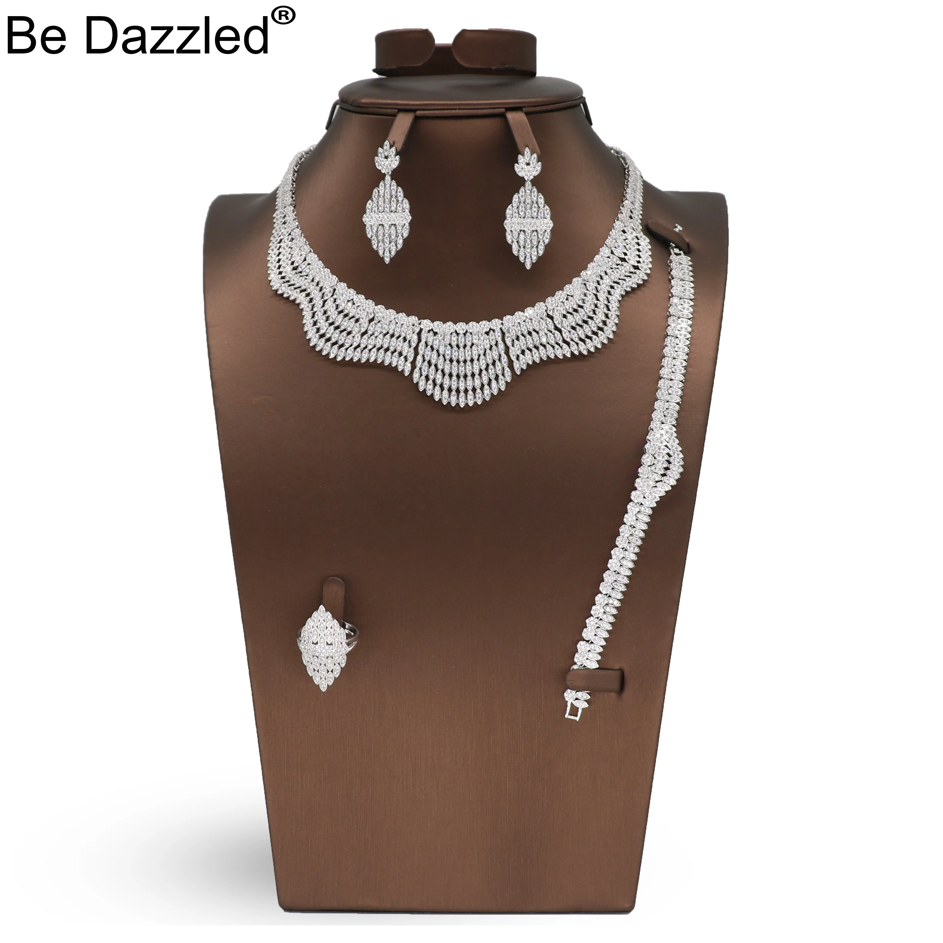 

2019 New arrival bridal jewelry sets rhodium plating for saudi wedding women jewelry sets