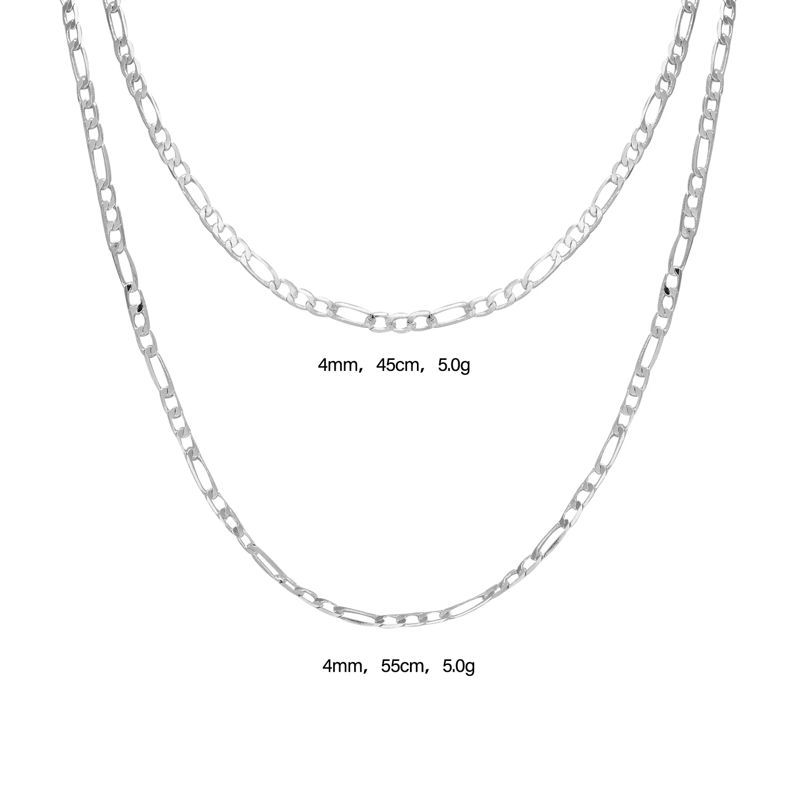 

Elfic Hip Hop 4mm Chains Vermeil Silver Color Figaro Necklace Link chain 925 silver jewelry