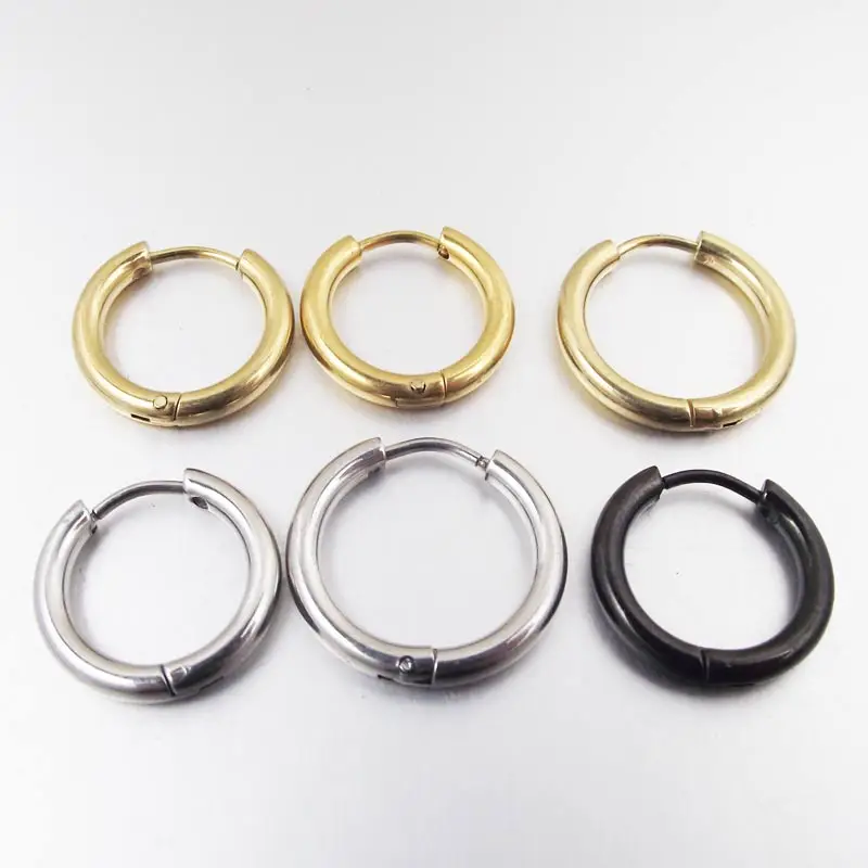 

2.5mm Thickness Cheap Stainless Steel Hoop Earrings Cute Big Circle Huggie Jewelry Men Women