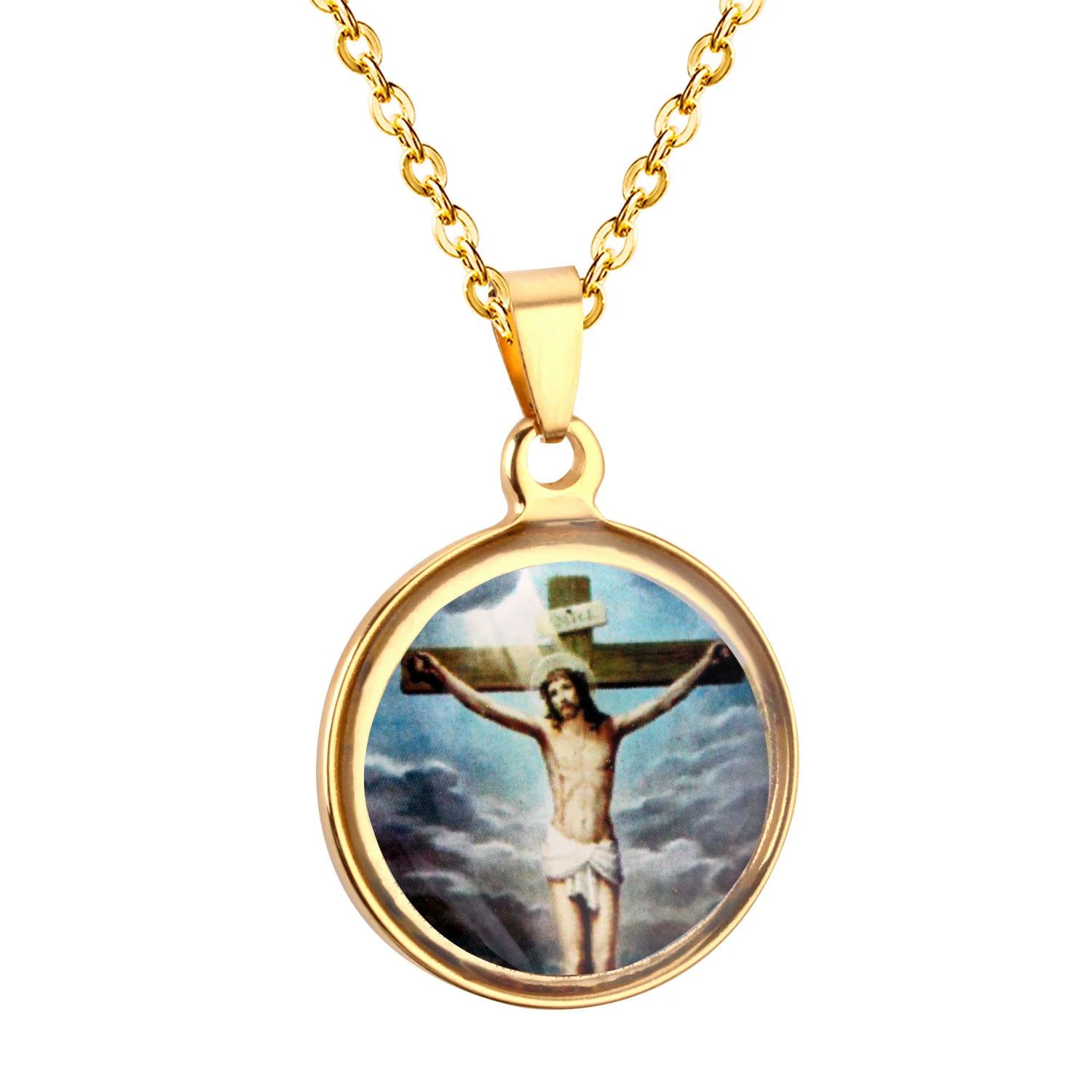

Classic Style Stainless Steel 18K Gold Plated Custom Religious Necklace for Gift, Gold/silver available