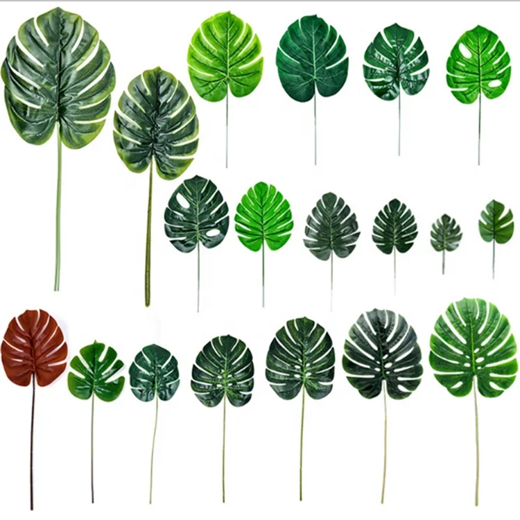 

M-3293 Hot Selling Silk Latex Artificial Large Turtle Palm Leaves Plants, 1 color