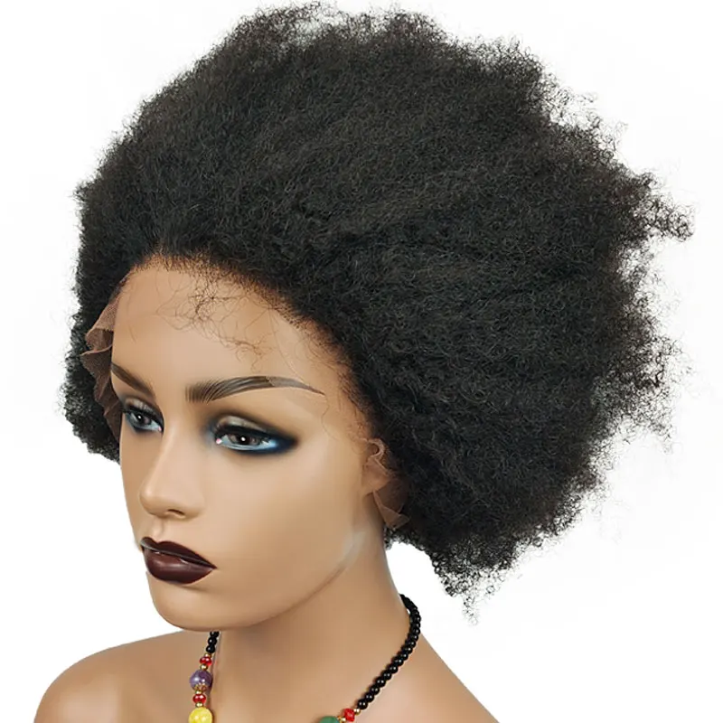 

Short Afro Kinky Curly Human Hair Wig for Black Women 13x4 Lace Front Wigs Natural Hairline