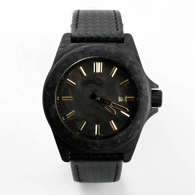 

Top quality carbon fiber material different colors luxury automatic watch silver gold