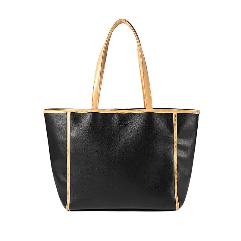 

Black lychee pattern pu large casual business tote shoulder bag women handbag