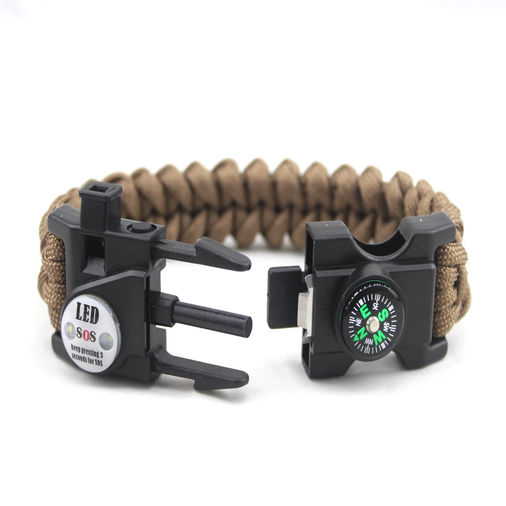 

Gift Product Disaster Whistle Equipment Compass Bracciale Paracord, Multi-function Hiking Product Scraper Bracciale Paracord, Customize