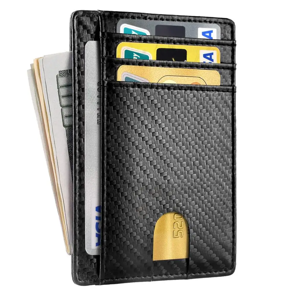 

Custom Front Pocket Thin Slim Minimalist RFID Blocking PU Leather Men's Wallet Credit Card Holder, Black or custom