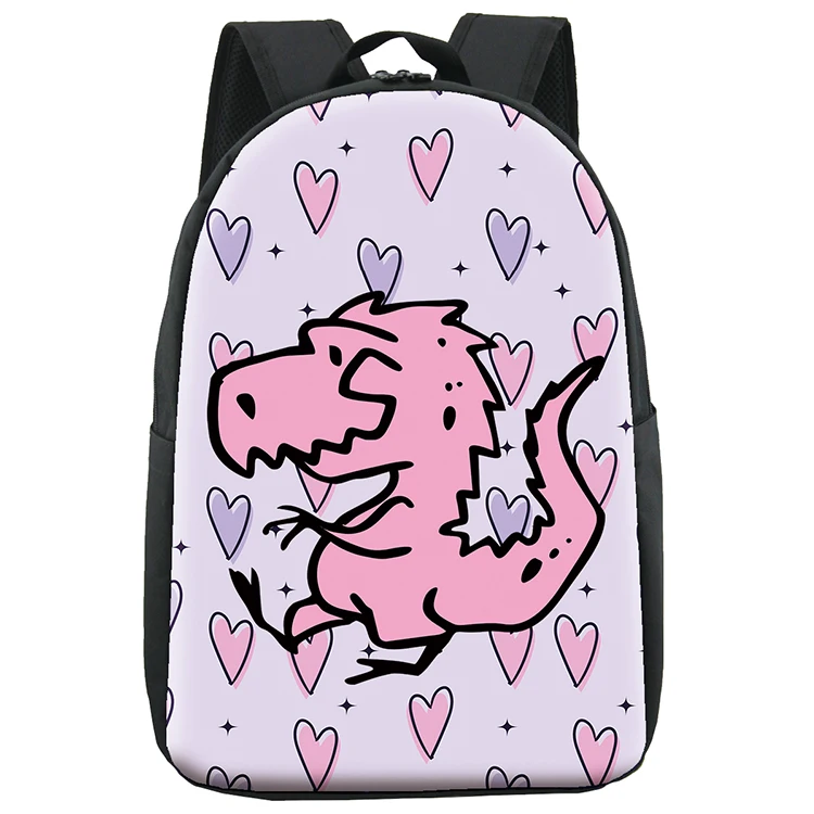 

Custom pink dinosaur design printing backpack for kid girls school bags