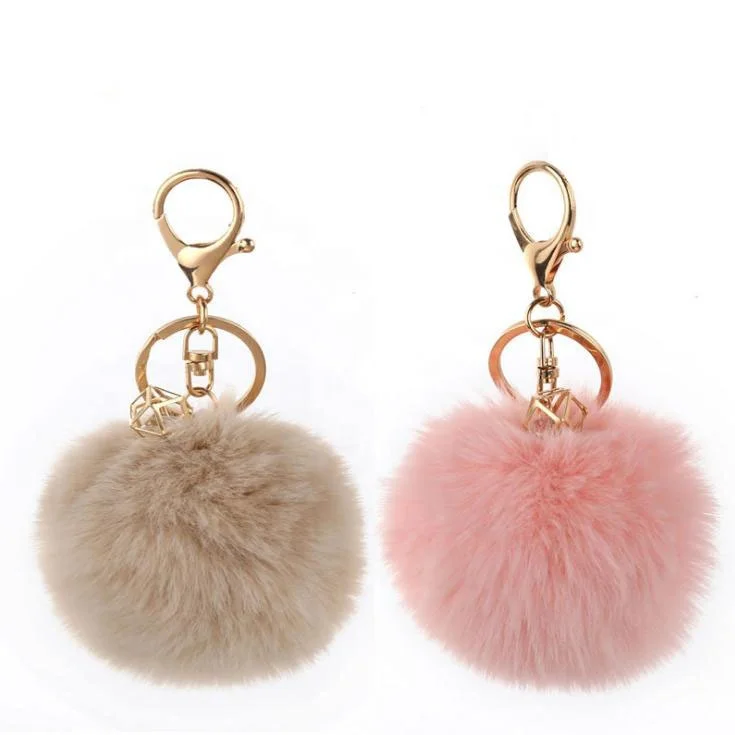 

Wholesale Fashion Colorful Pom Pom Fur Keychain Girls Gifts Pompom Keychains For Bags Pendant