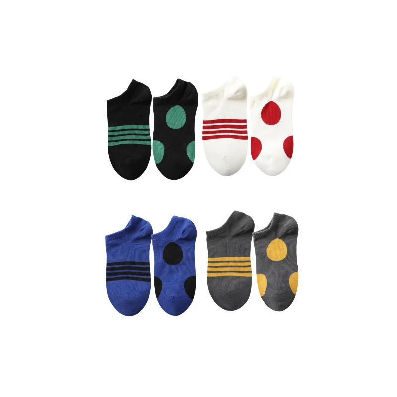 

Factory Direct Sales Colourful Fashion Knitted Crew Stripes Dot Custom Cotton Ankle Socks Women