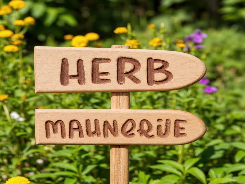 handmade wooden herb garden markers with burned lettering