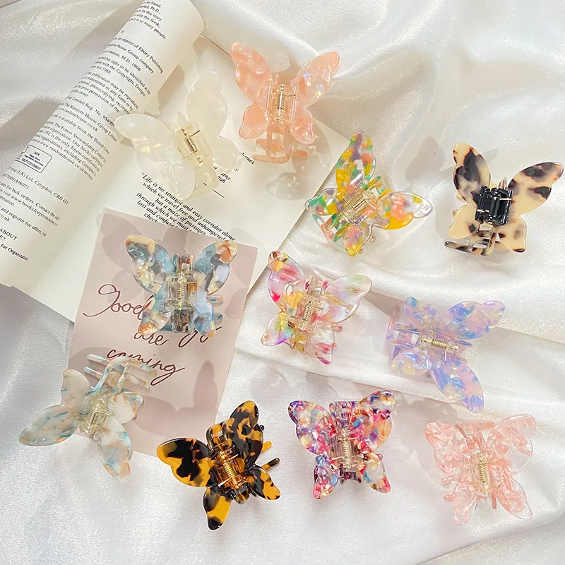 

2021 Designer Girls Hair Accessories Butterfly Tortoise Acetate Hair Claws Clips For Women