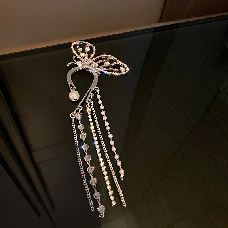 

fashion trendy crystal creative butterfly cuff earrings women