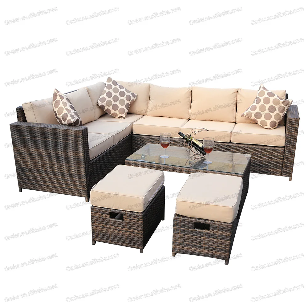 8 Seater L Shaped Balcony Wicker Patio Garden Sectionals Outdoor Cane Furniture Rattan Sofa Sets