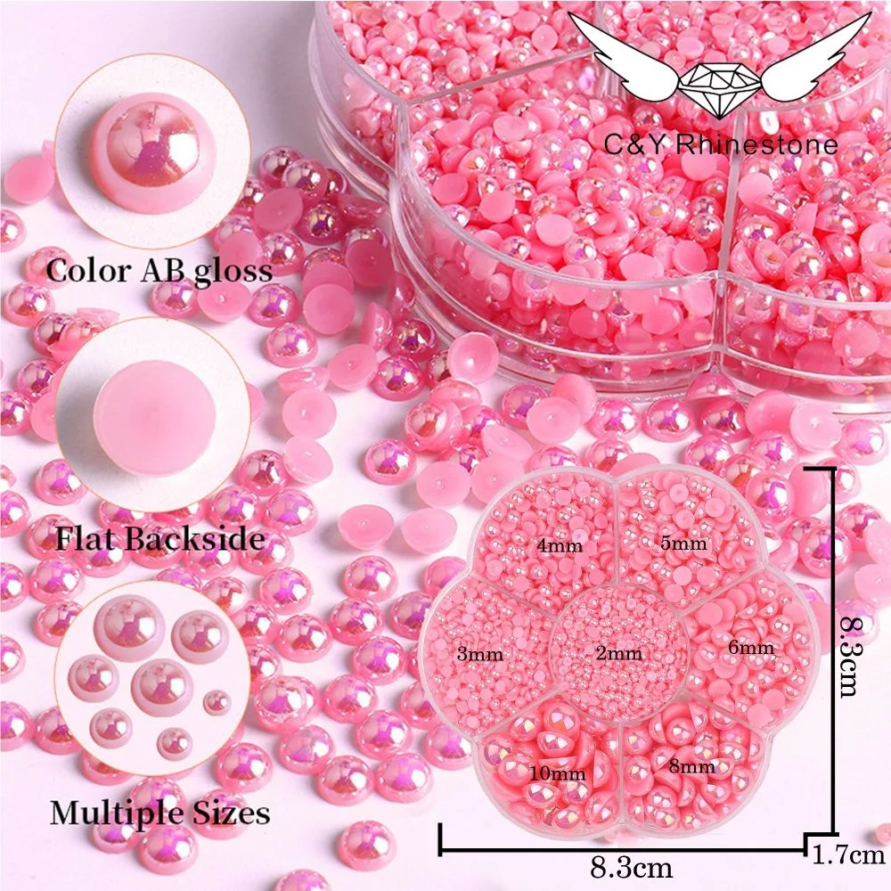 

C&Y Wholesale Hot 2mm-10mm Mix Size ABS Plastic Half Flatback Pearls Half Round For DIY