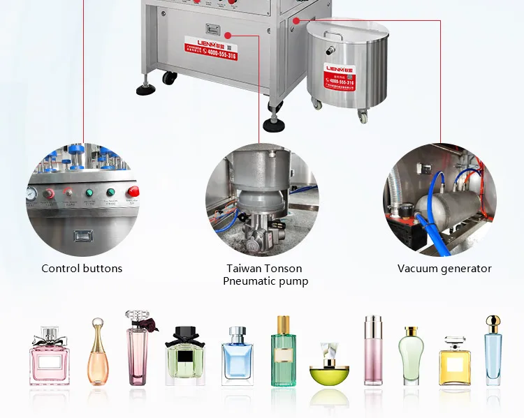 30ml 60ml 100ml 80ml 20ml glass bottle rotary 10/8 nozzles automatic spray vacuum perfume filling machine filler