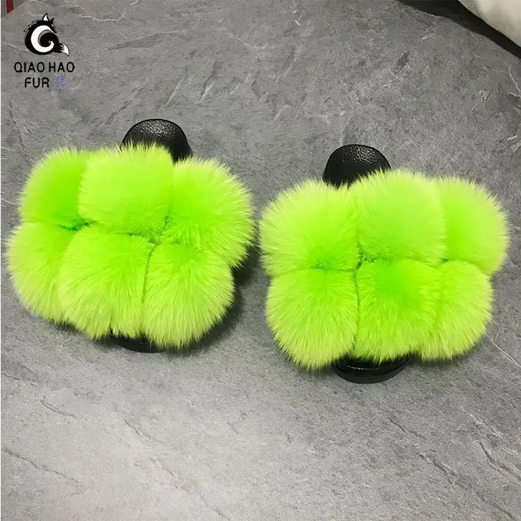 

Preferential Wholesale Price Direct Deal Natural Color Rainbow Color Women Fur Slippers Fur Slider Slippers Slippers White Faux