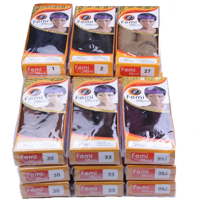 

Hot Sell Short Weave Human Hair 28 Piece Femi Hair Janet Human Hair, Customerzied