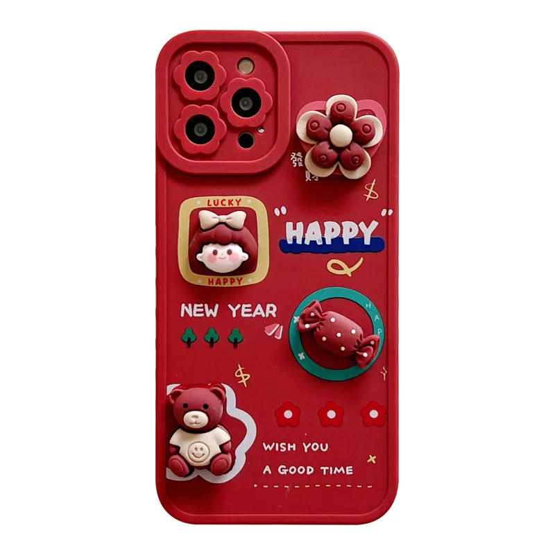 

New personality High Protective cartoon cute girl TPU luxury designer phone cases 2021 for iphones 11 and 12 series, [red background-candy girl bear]